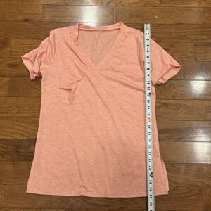 Basic Picket T-shirt Women's Small Salmon Pink Layers for Casual Wear Cotton